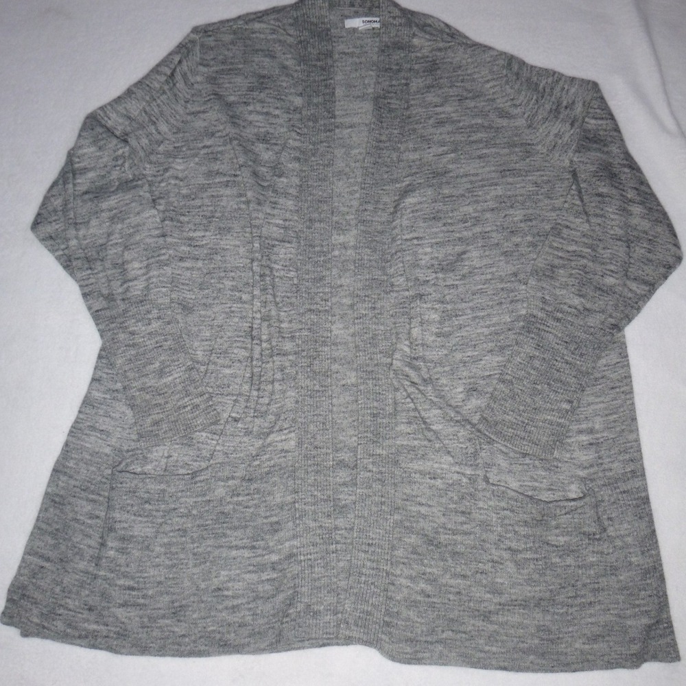 Sonoma Goods for Life Grey Heather Open Front Cardigan Sweater XXL Pockets